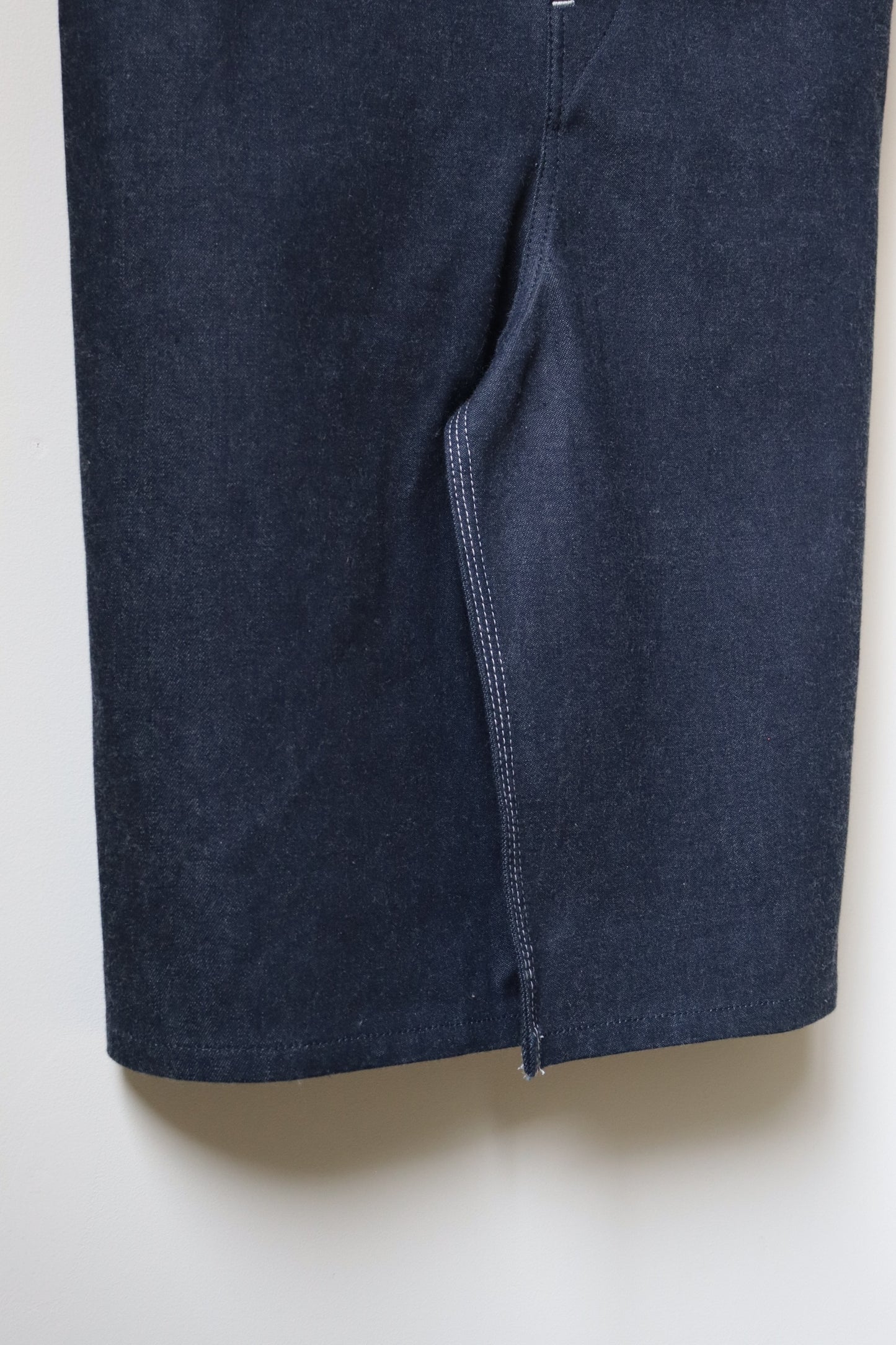 DENIM OVERALL APRON MIDI DRESS