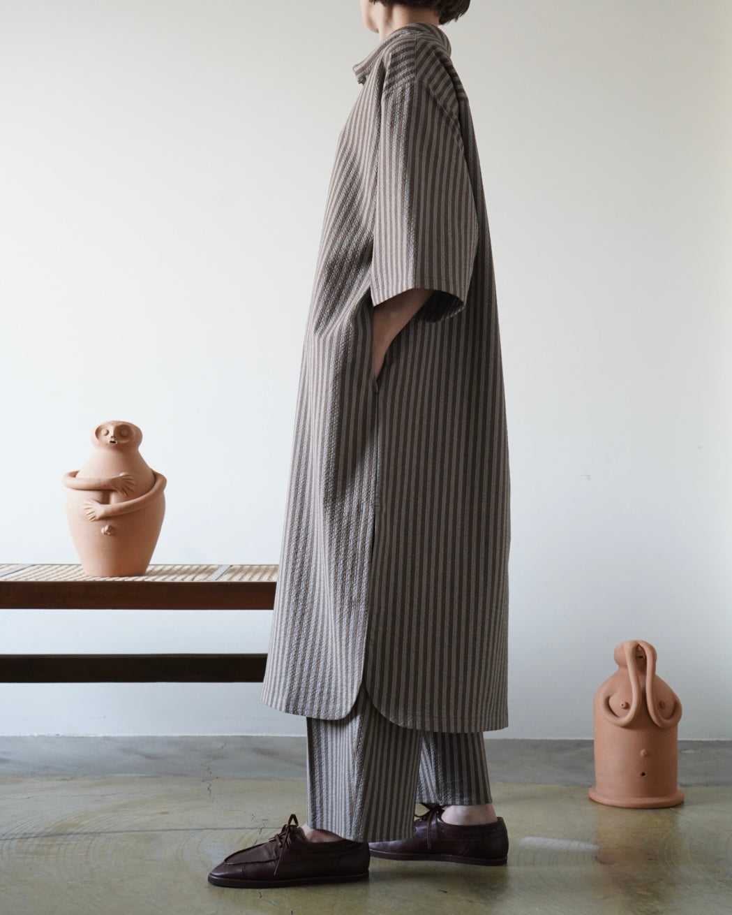 CAFTAN WITH PADDED COLLAR