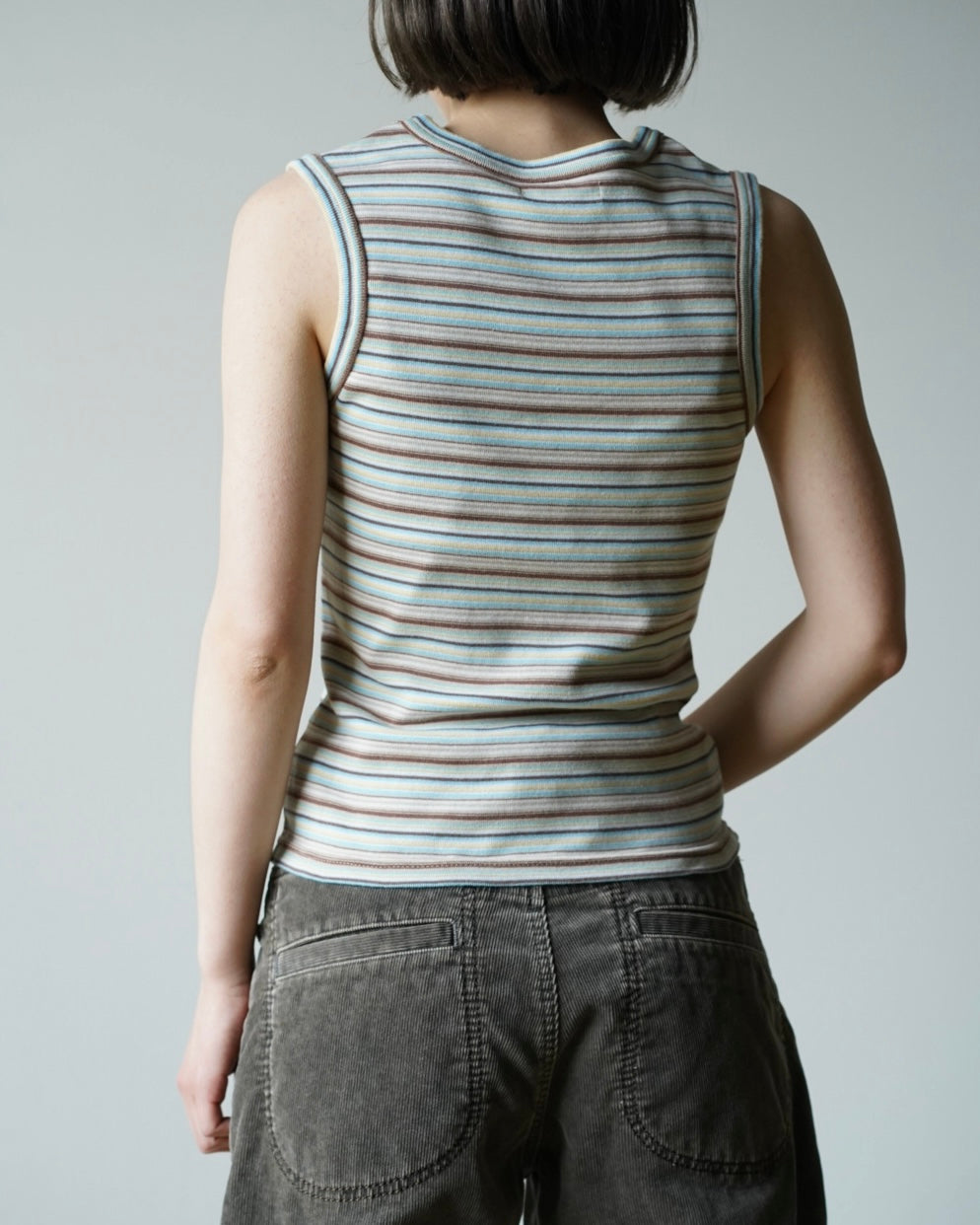 MULTICOLOR STRIPE U-NECK TANK TOP