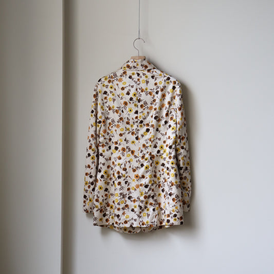 FLOWER PRINTED ROUND LAPEL JACKET