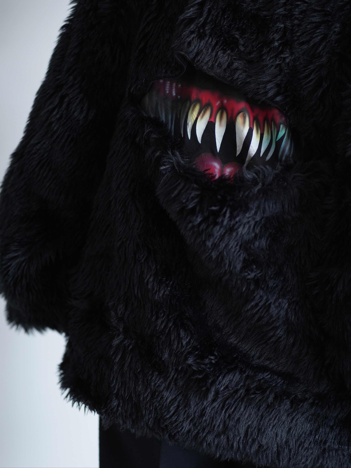 SINISTER MOUTH FAUX FUR JACKET