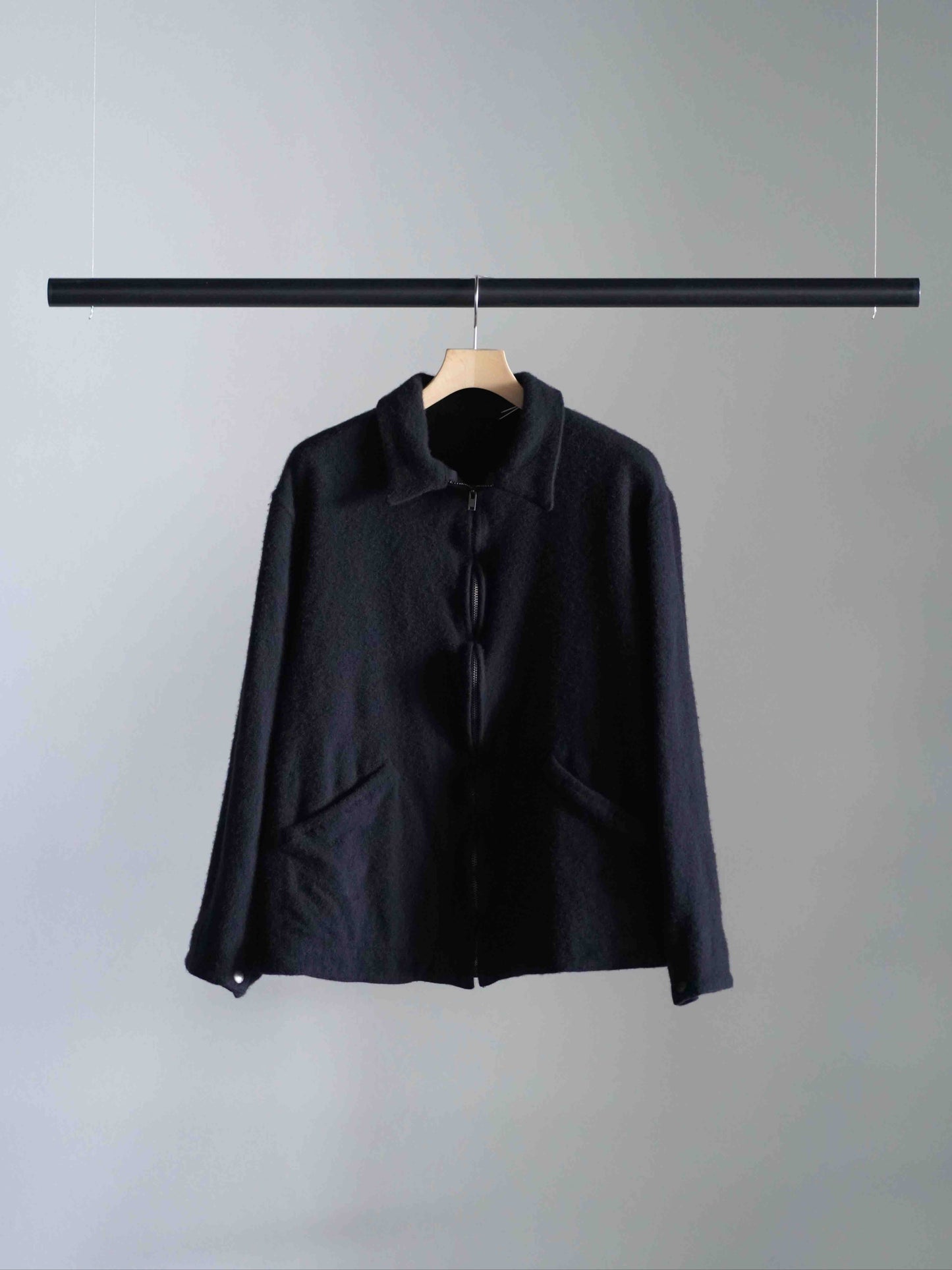 縮絨ウール ジップショートジャケット
