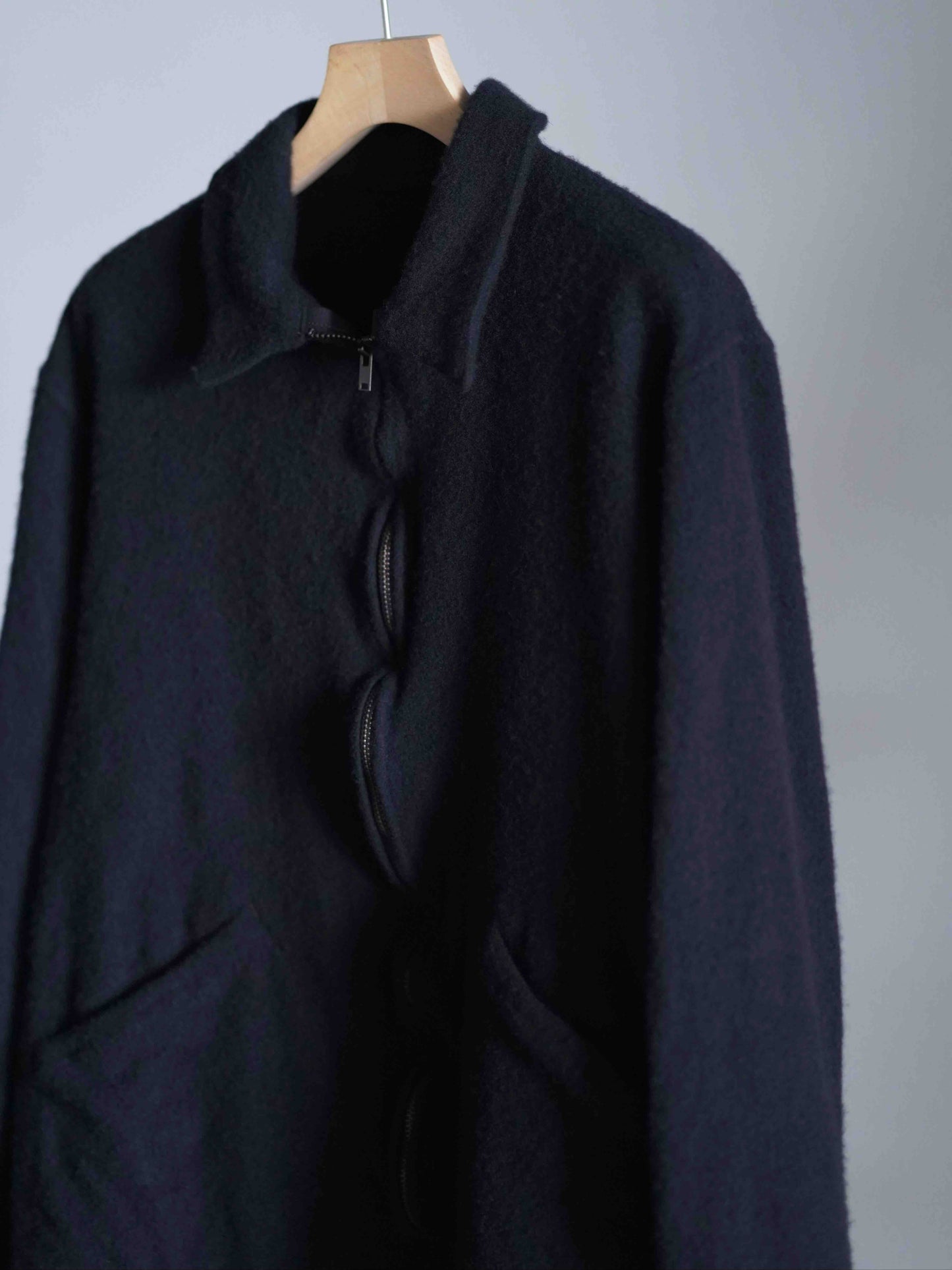 縮絨ウール ジップショートジャケット