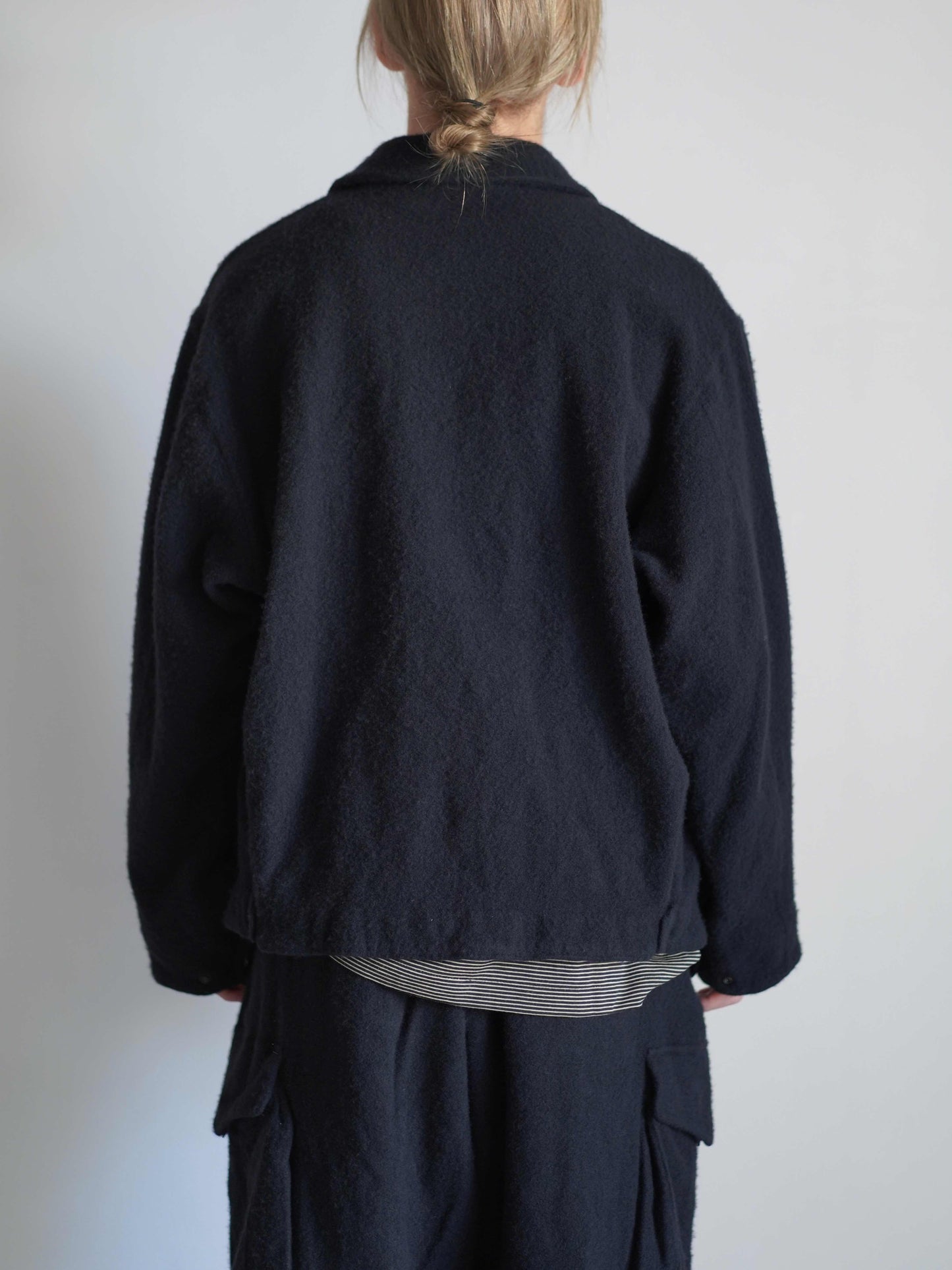 縮絨ウール ジップショートジャケット