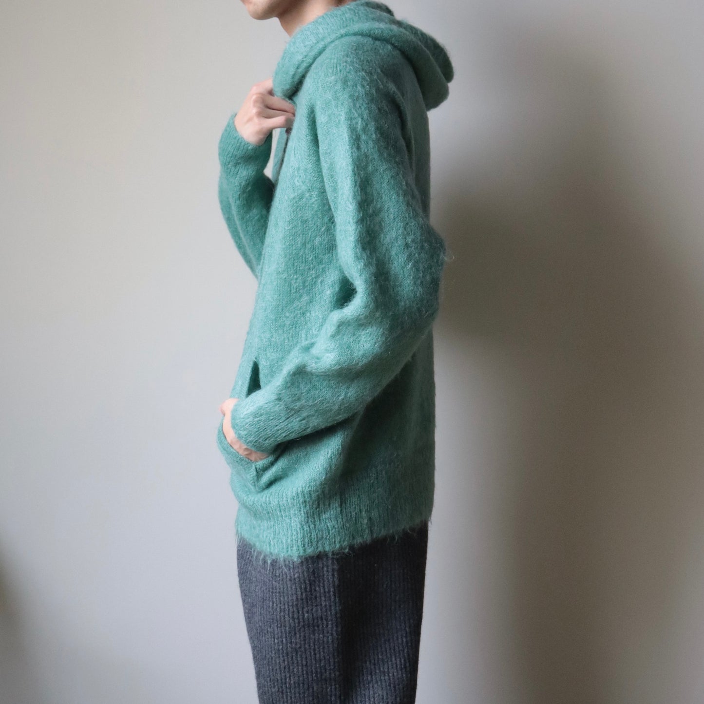 BRUSHED SUPER KID MOHAIR KNIT P/O PARKA
