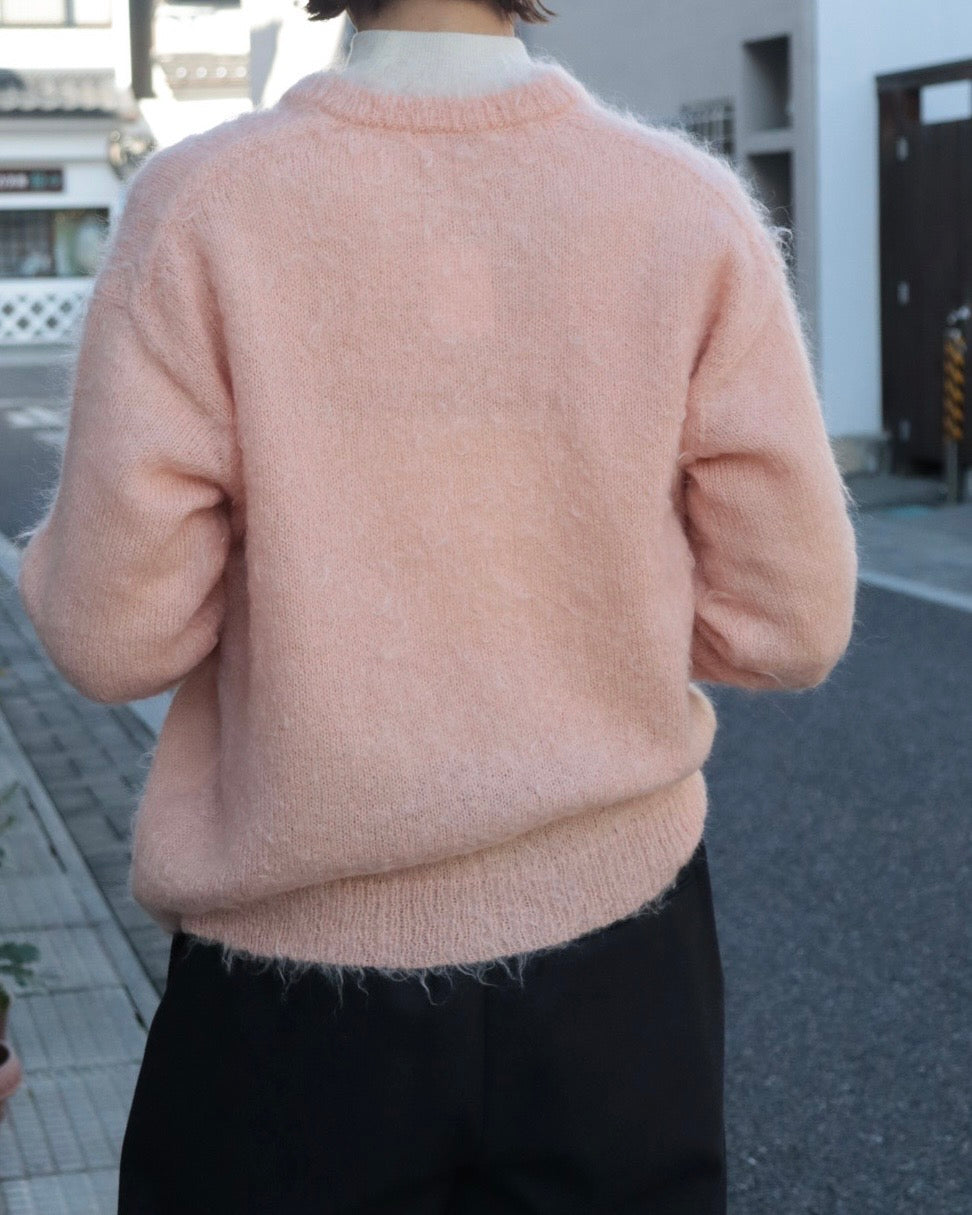 BRUSHED SUPER KID MOHAIR KNIT CARDIGAN