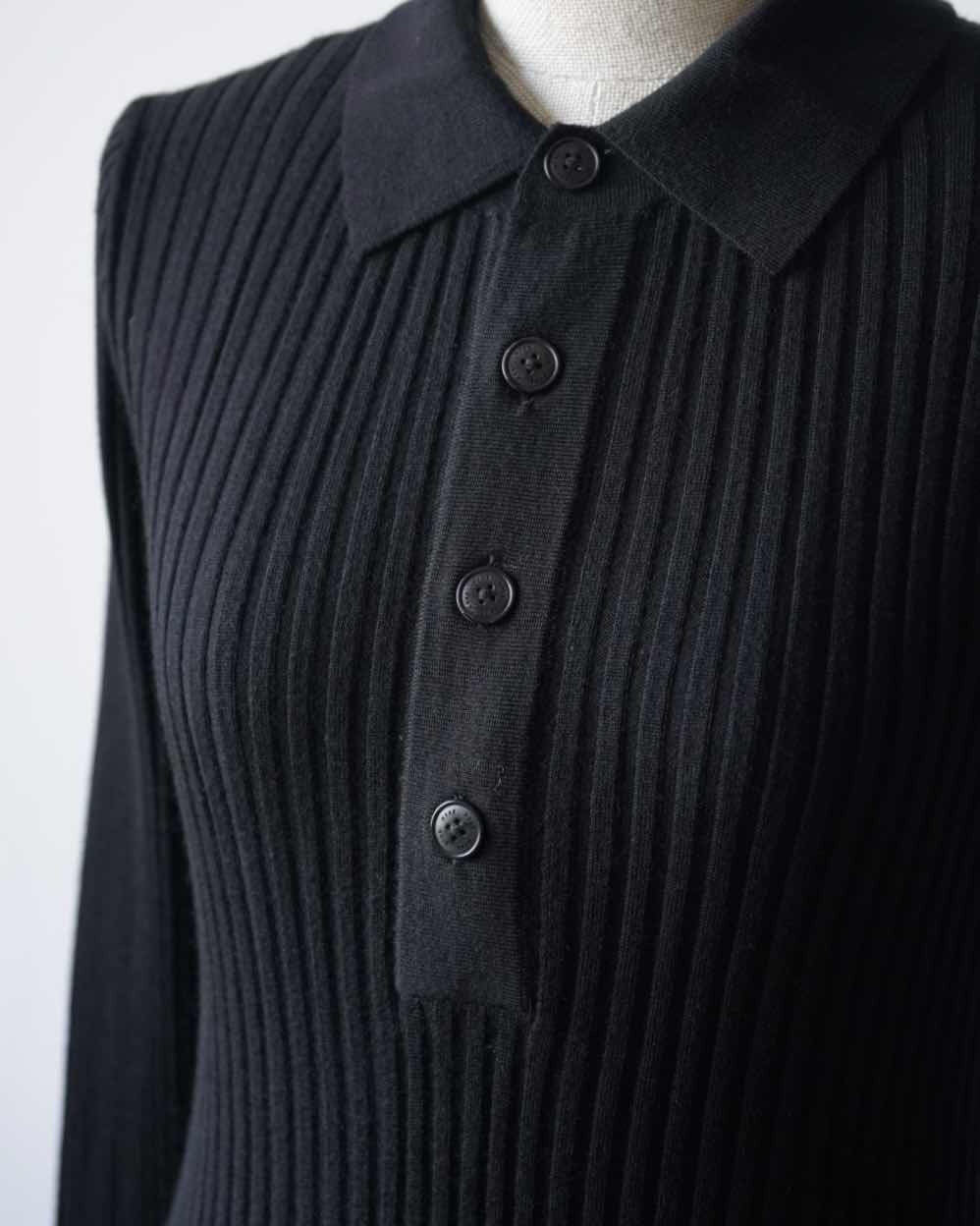 WIDE RIBBED POLO SWEATER