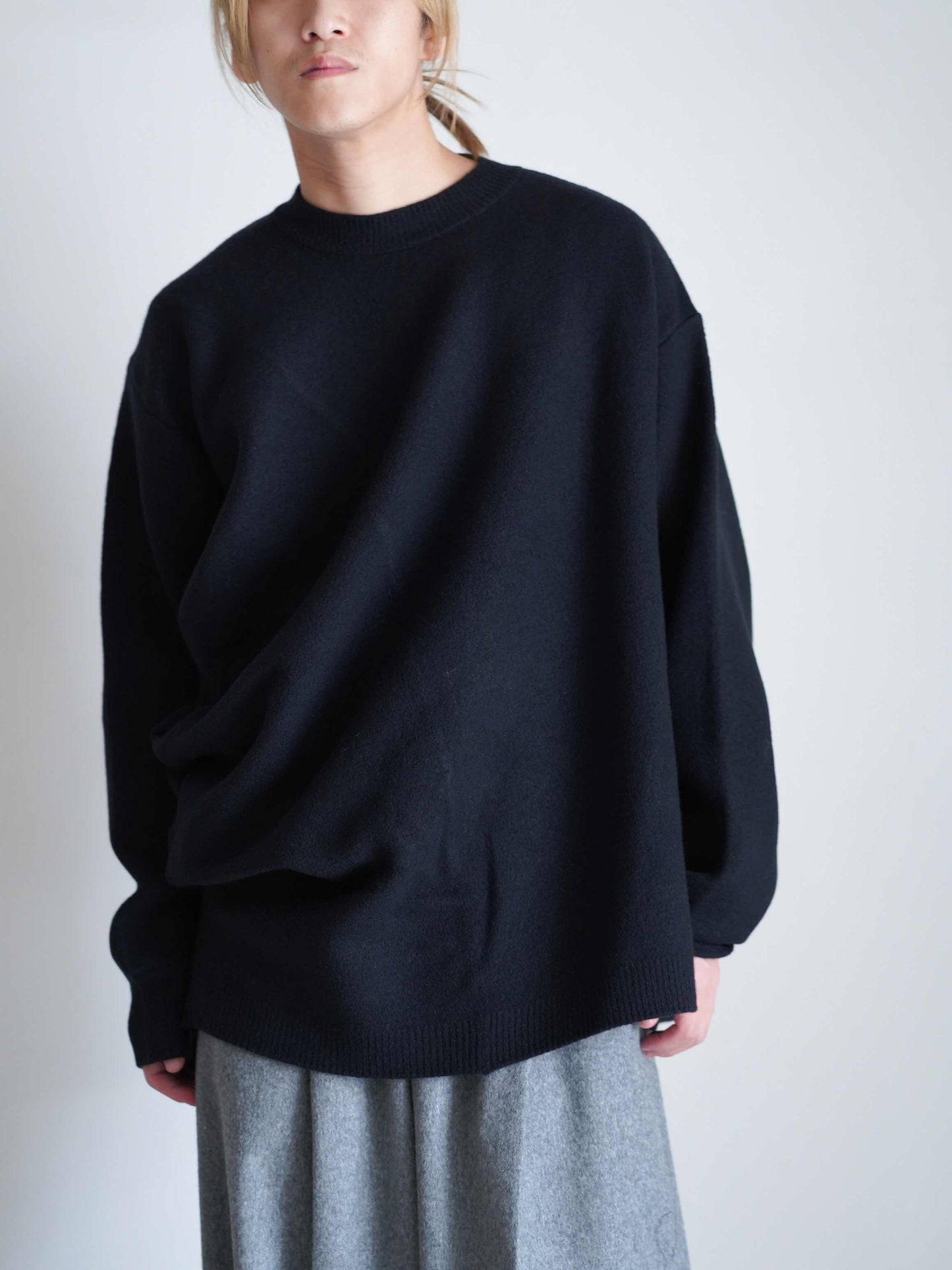 EXTRA FINE WOOL KNIT DEFORMED LS