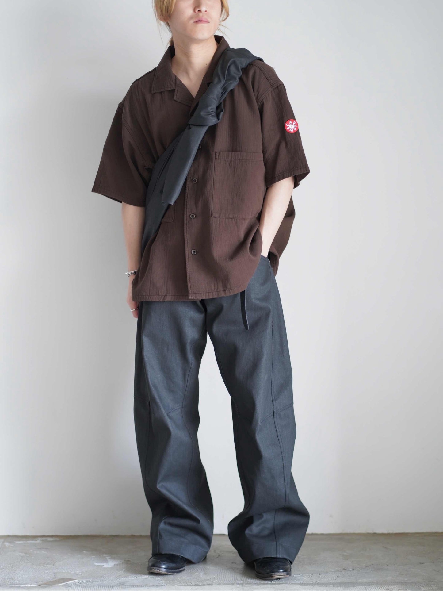 SOFT CW SHORT SLEEVE OPEN SHIRT BROWN