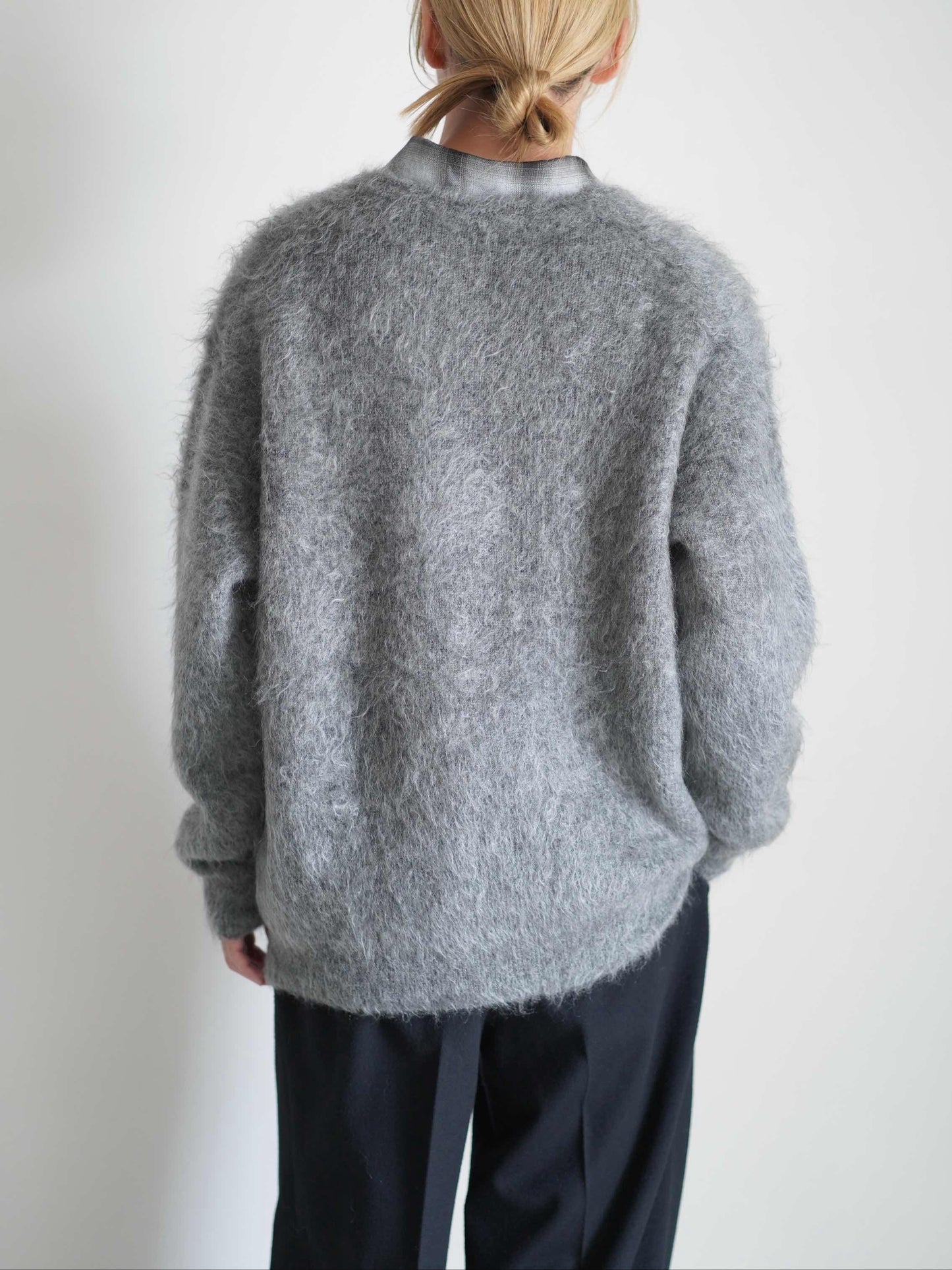 KID MOHAIR KNIT V NECK CARDIGAN
