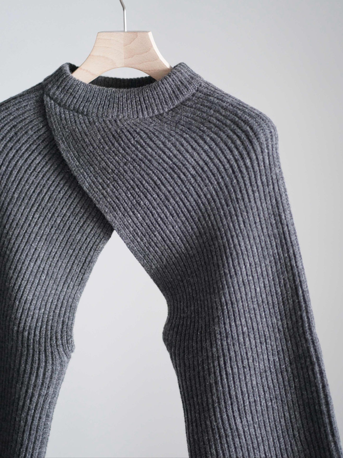 RIBBED KNIT WOOL SHRUG