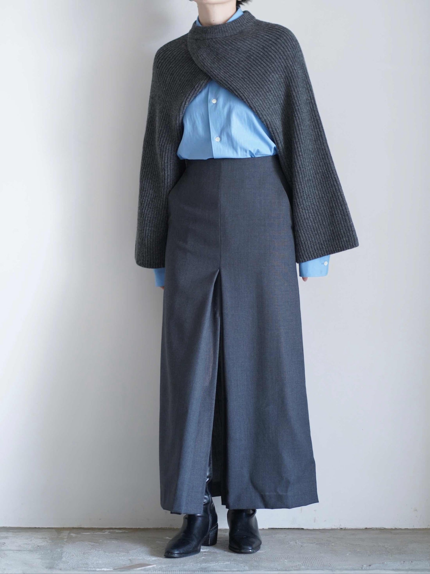 RIBBED KNIT WOOL SHRUG