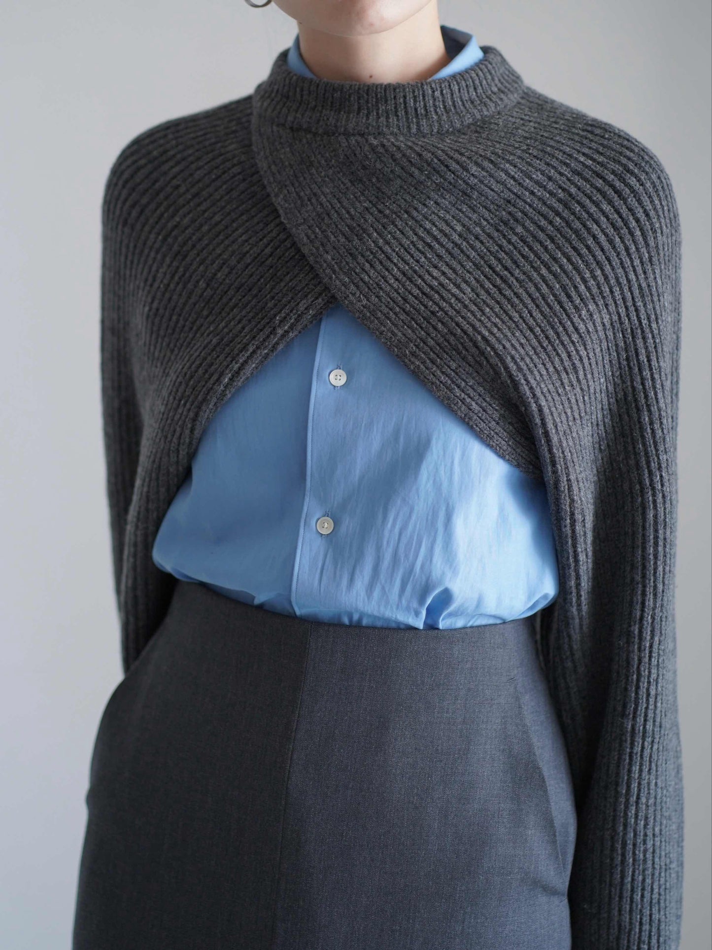 RIBBED KNIT WOOL SHRUG