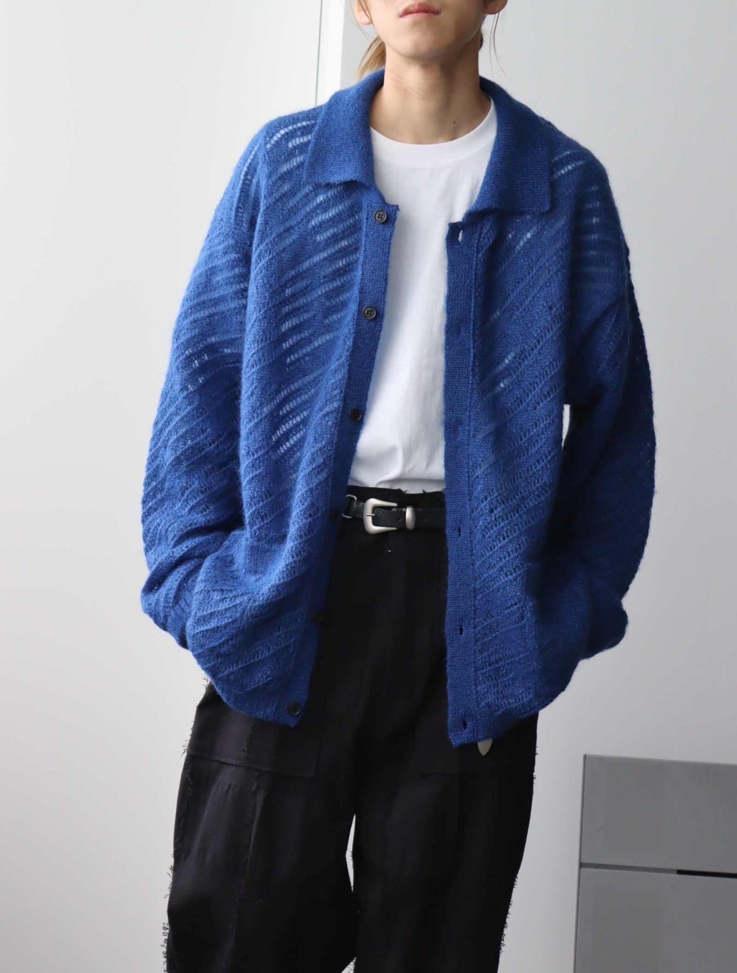 SILK MOHAIR BUTTONED CARDIGAN