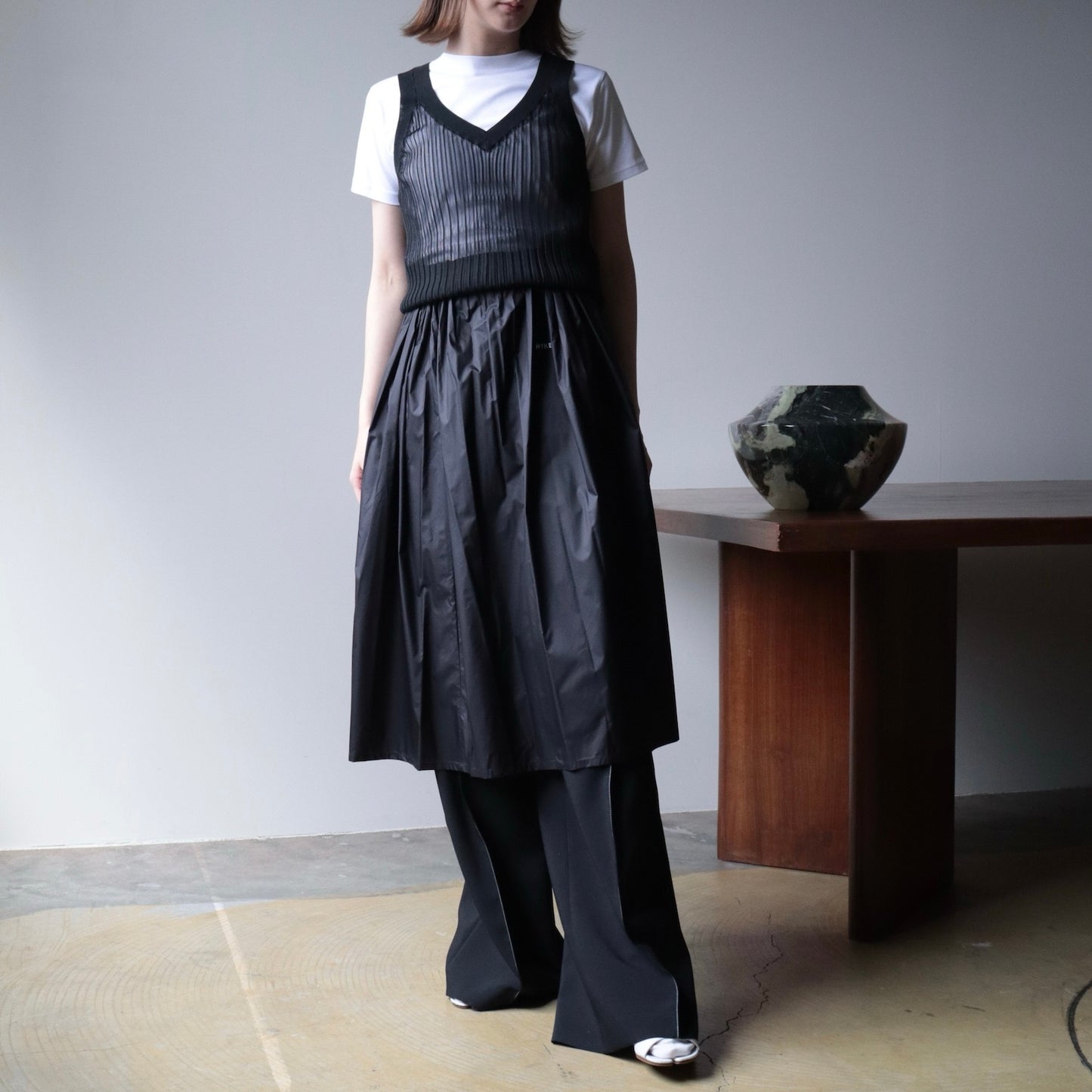 SHEER WIDE RIBBED SWEATER BUSTIER TOP