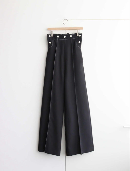 WHITE STTITCH HIGHT WAIST MARINE PANTS
