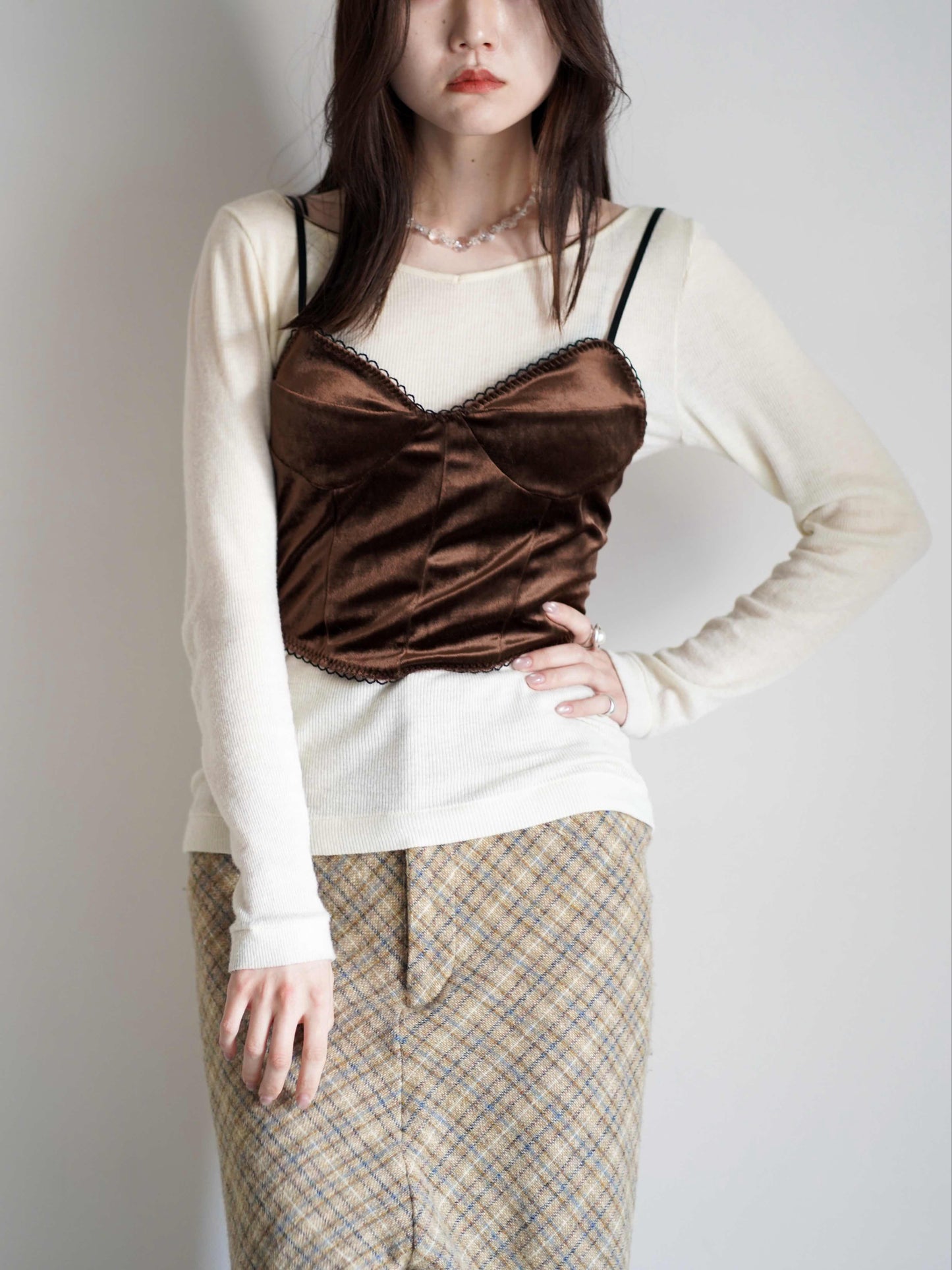 VELOUR CORSET CAMI