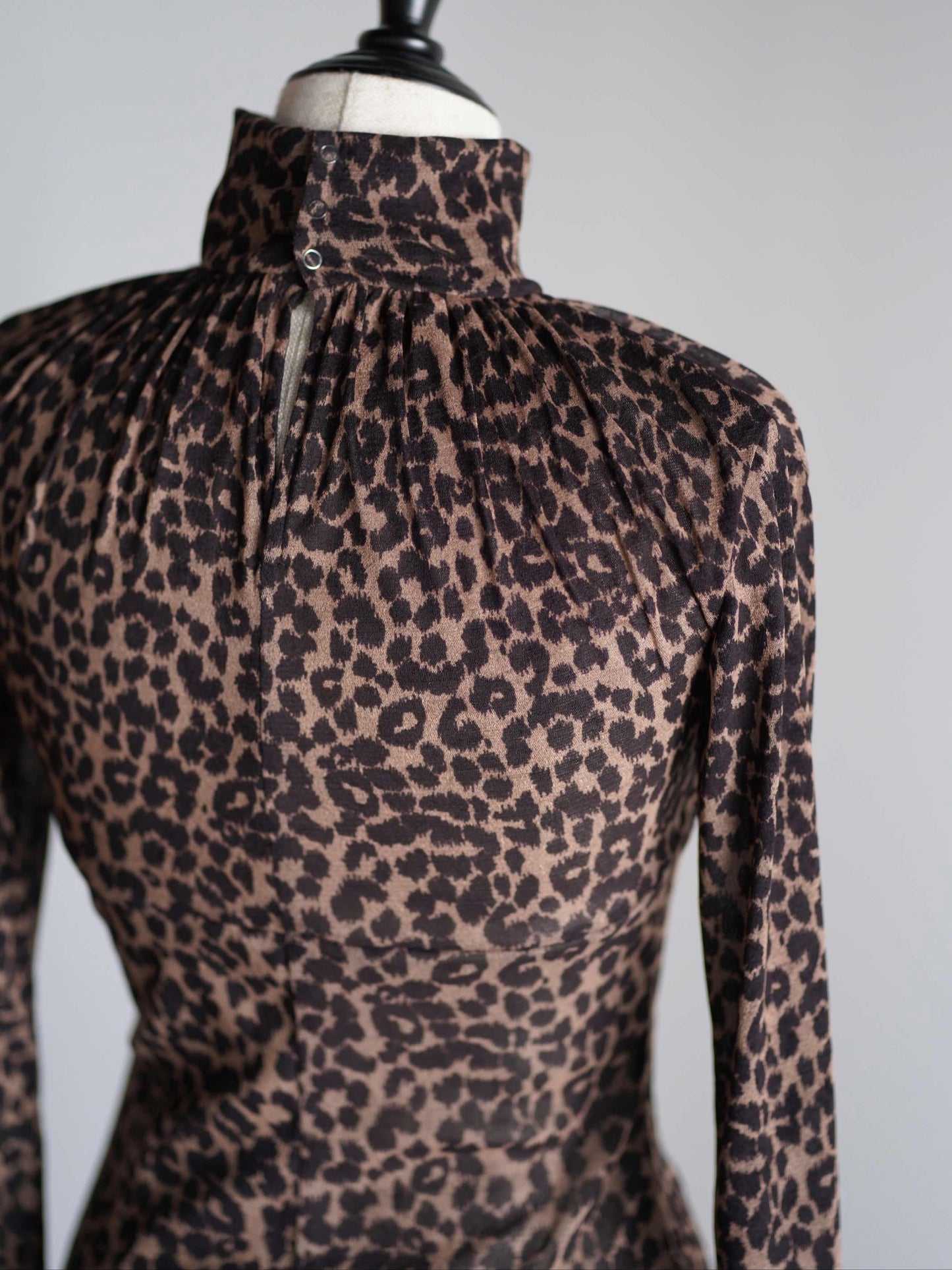 Printed velvet tulle turtleneck bodysuit