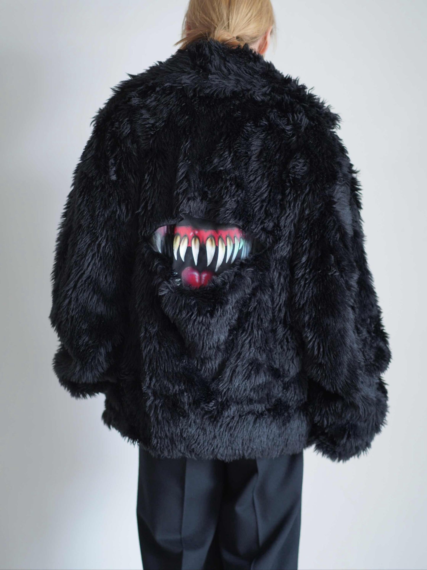 SINISTER MOUTH FAUX FUR JACKET