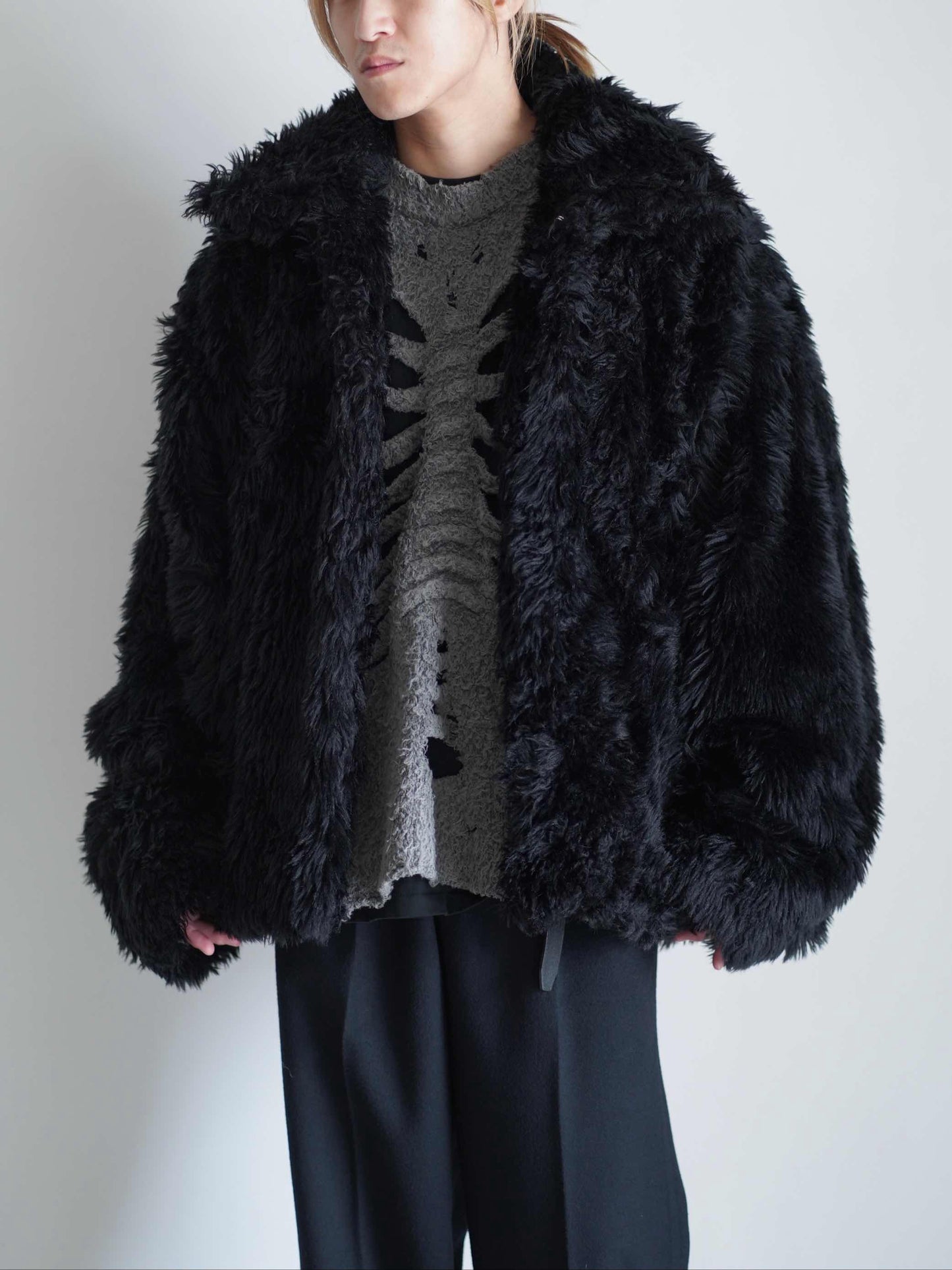 SINISTER MOUTH FAUX FUR JACKET