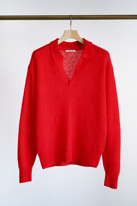 BABY SURI ALPACA SHEER KNIT SKIPPER POLO
