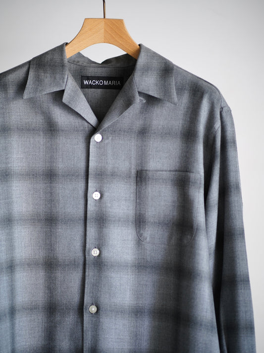 OMBRE CHECK OPEN COLLAR SHIRT L/S