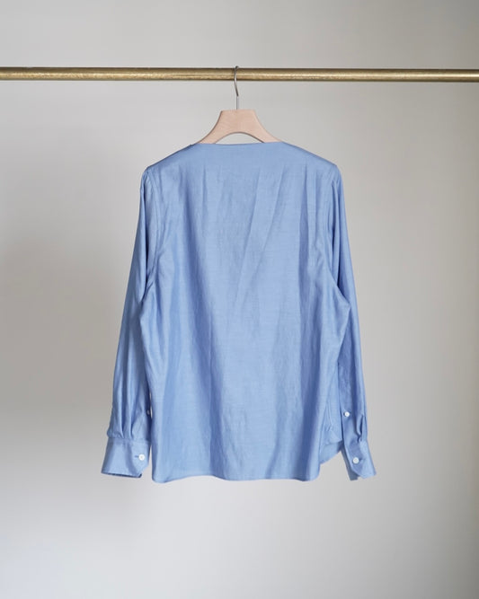 TWILL COWL NECK BLOUSE