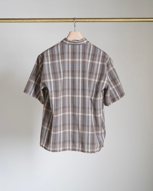 SUPER FINE TROPICAL WOOL CHECK HALF-SLEEVED SHIRT