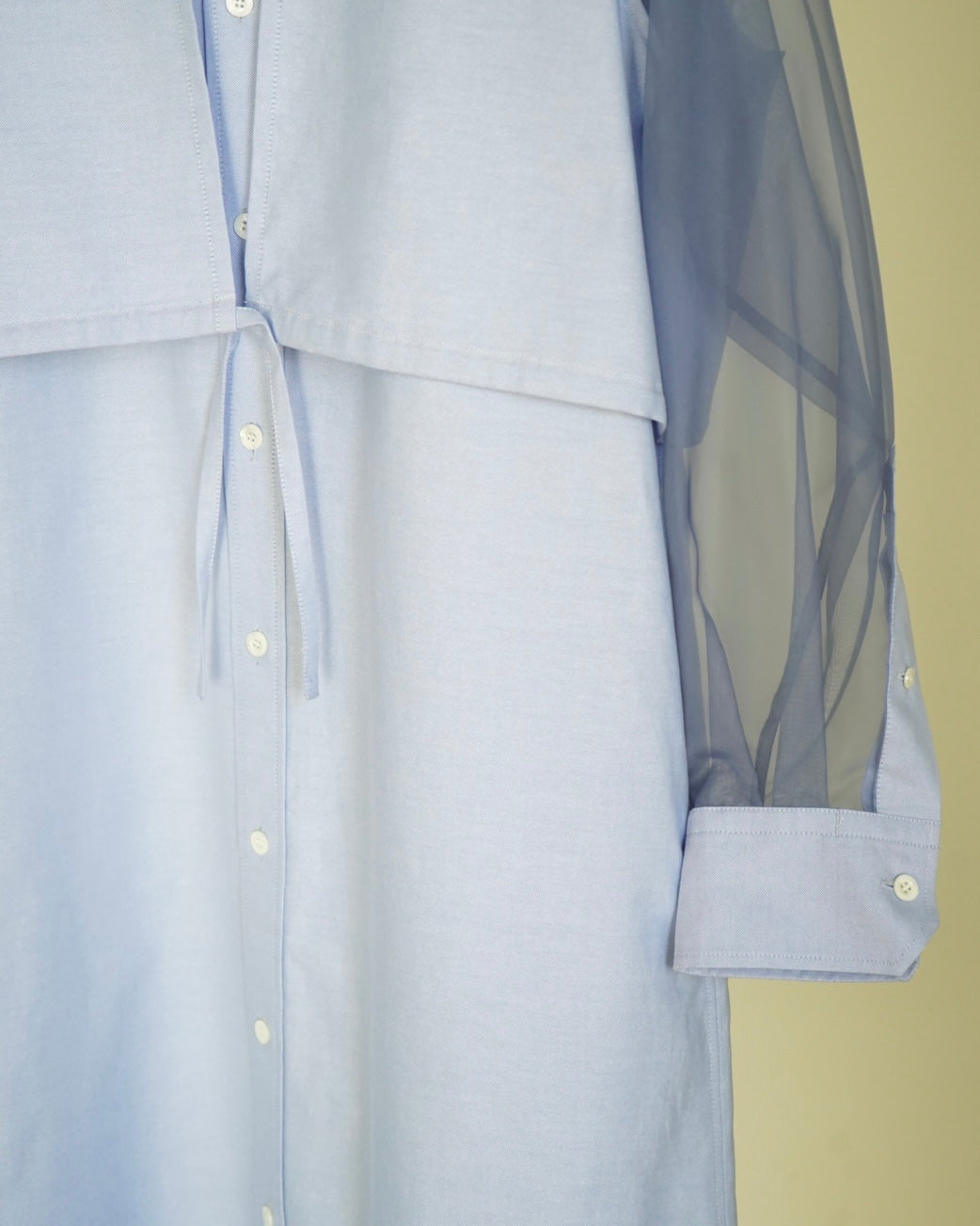 OXFORD SHEER SLEEVE DRESS