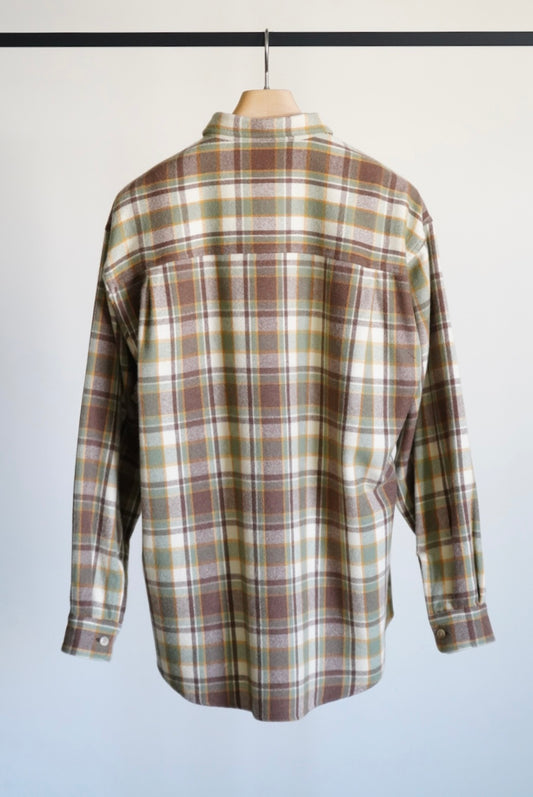 CASHMERE SILK CHECKED FLANNEL BIG SHIRT
