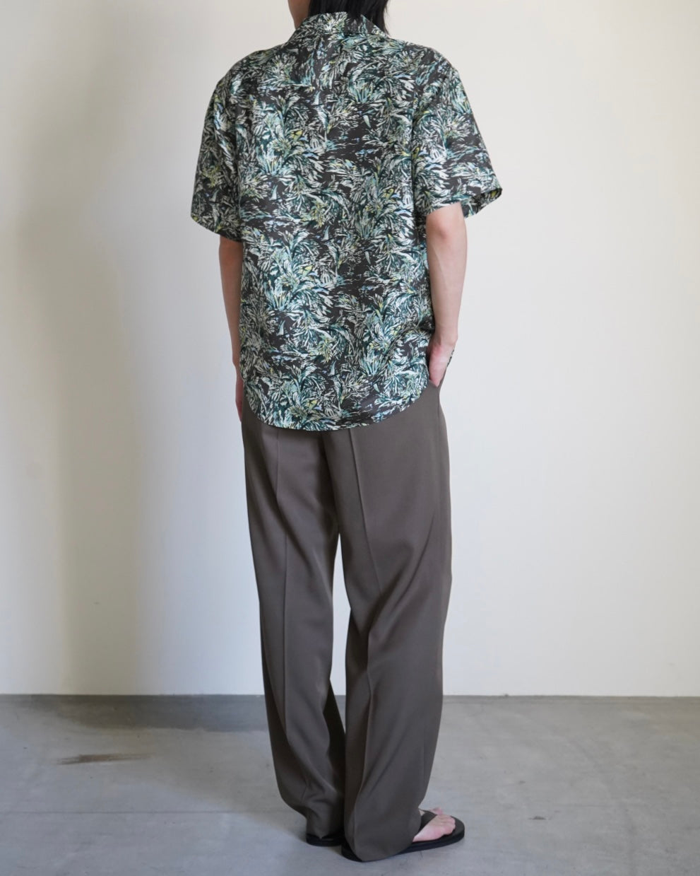 PRINTED AIRY SILK HALF-SLEEVED SHIRT