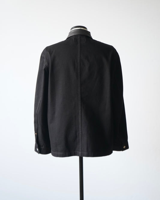 WORKWEAR OVERSHIRT WITH LEATHER COLLAR