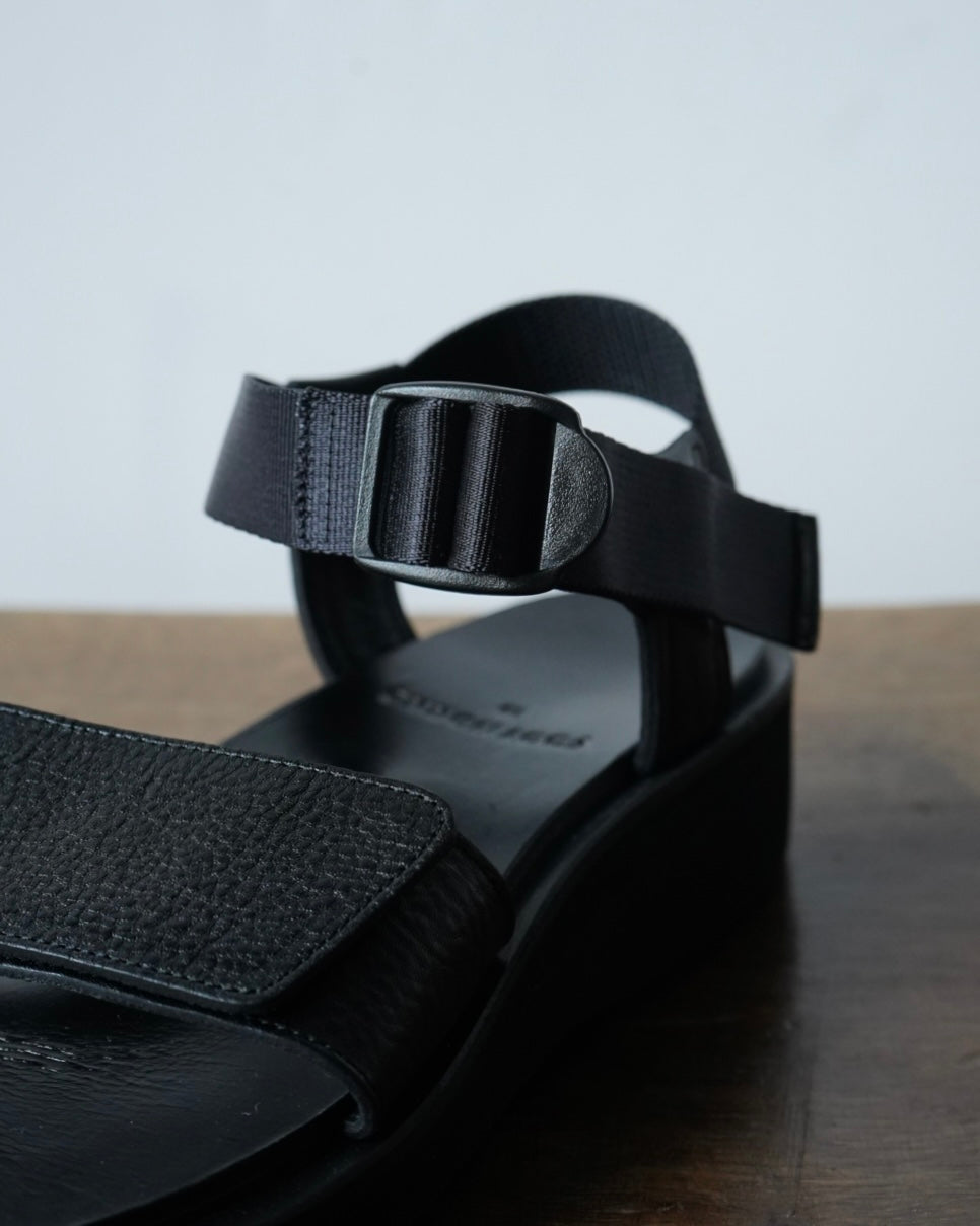 Sandals with Velcro Straps(wide belt) in Grain Leather