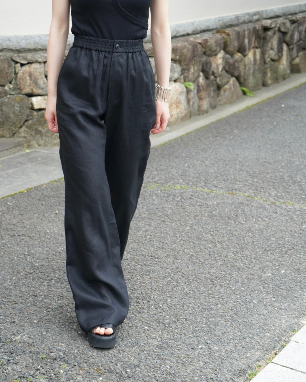 LINEN WIDE-LEG PANTS