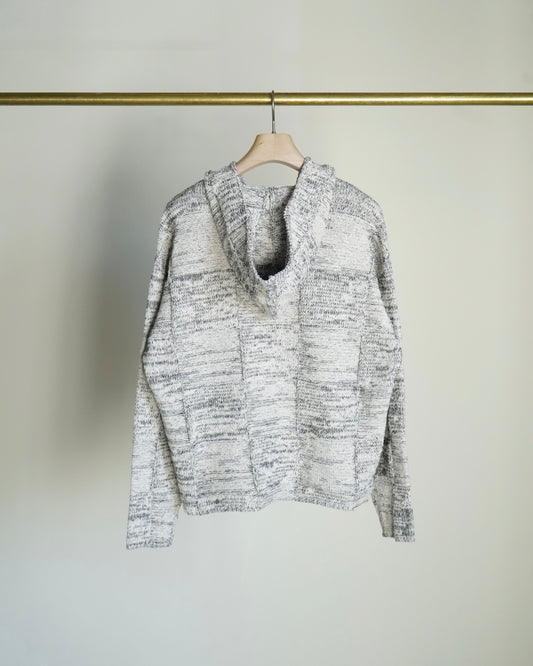 STRUCTURED COTTON LINEN PANEL KNIT P/O PARKA