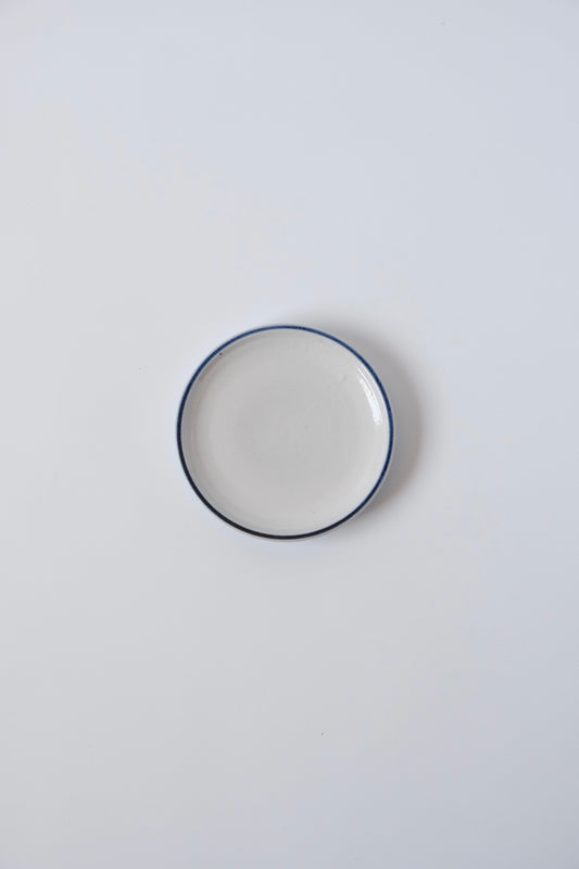 白磁5寸リム皿(青)