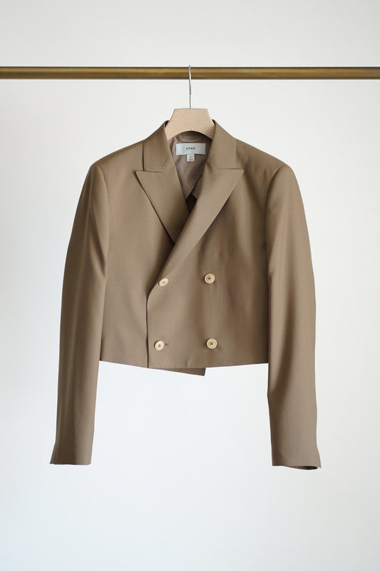 WOOL DOUBLE-BREASTED CROPPED BLAZER