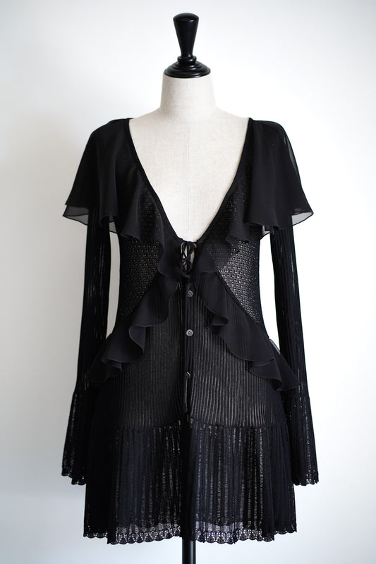 LACE KNIT LONGLINE CARDIGAN