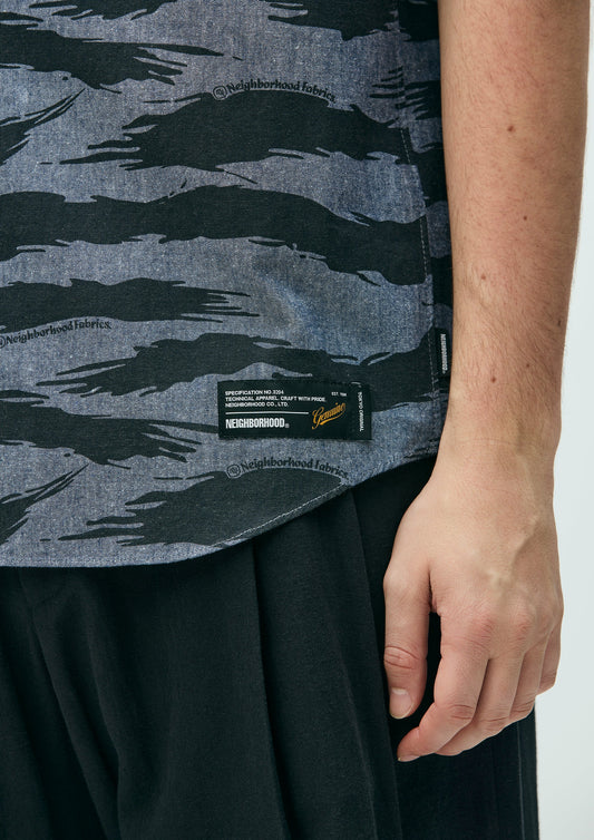 CAMO PATTERN CHAMBRAY SHIRT SS