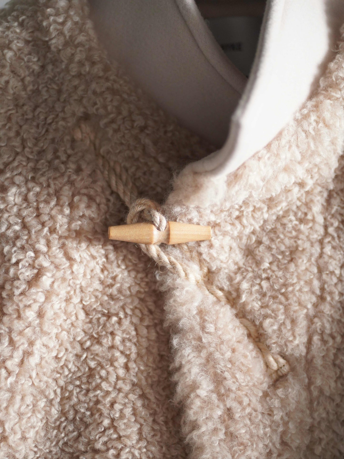 DOUBLE FACE FAUX SHEARLING DUFFEL JACKET