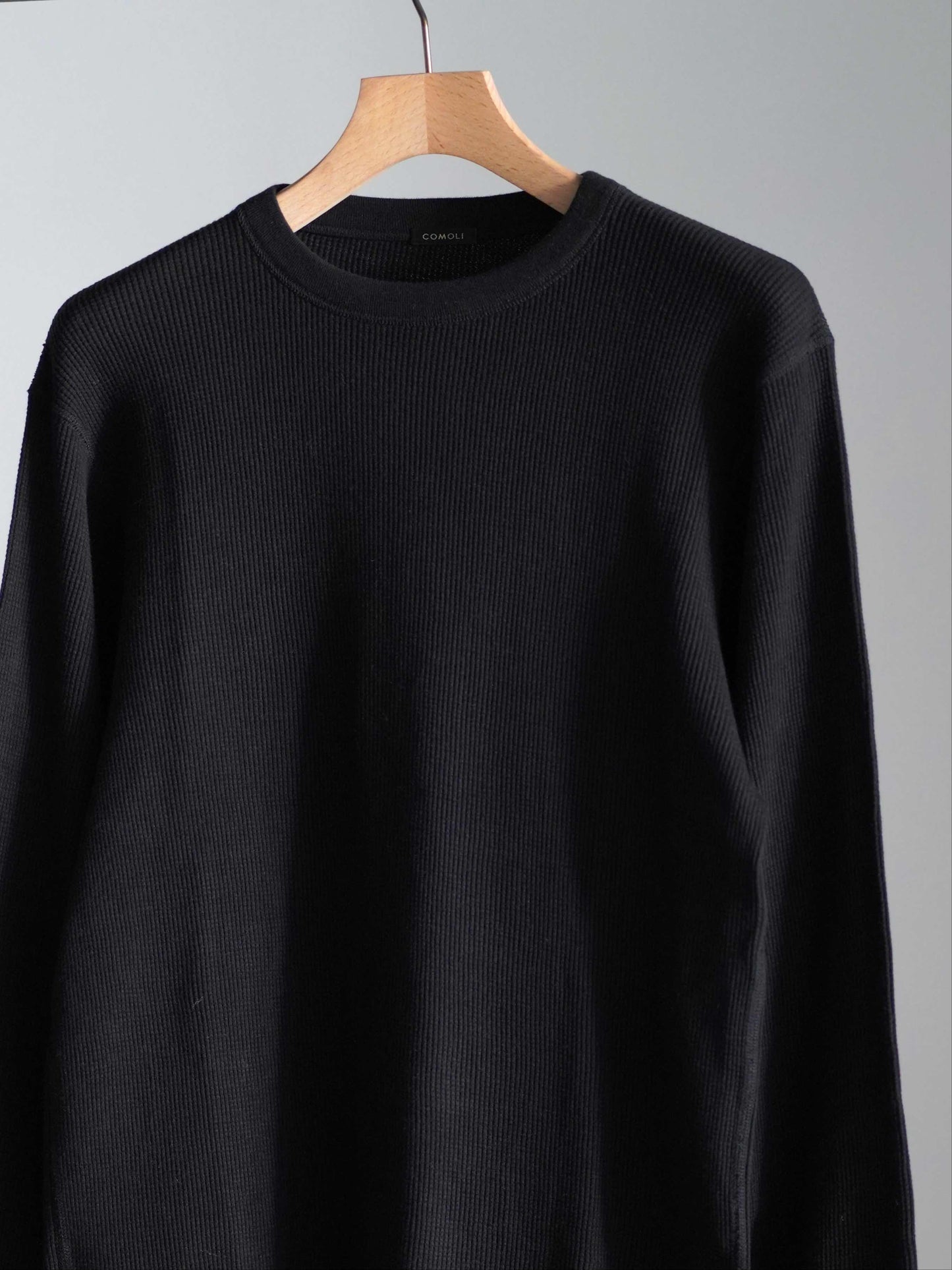 コットンカシミヤ ワッフル長袖クルー
