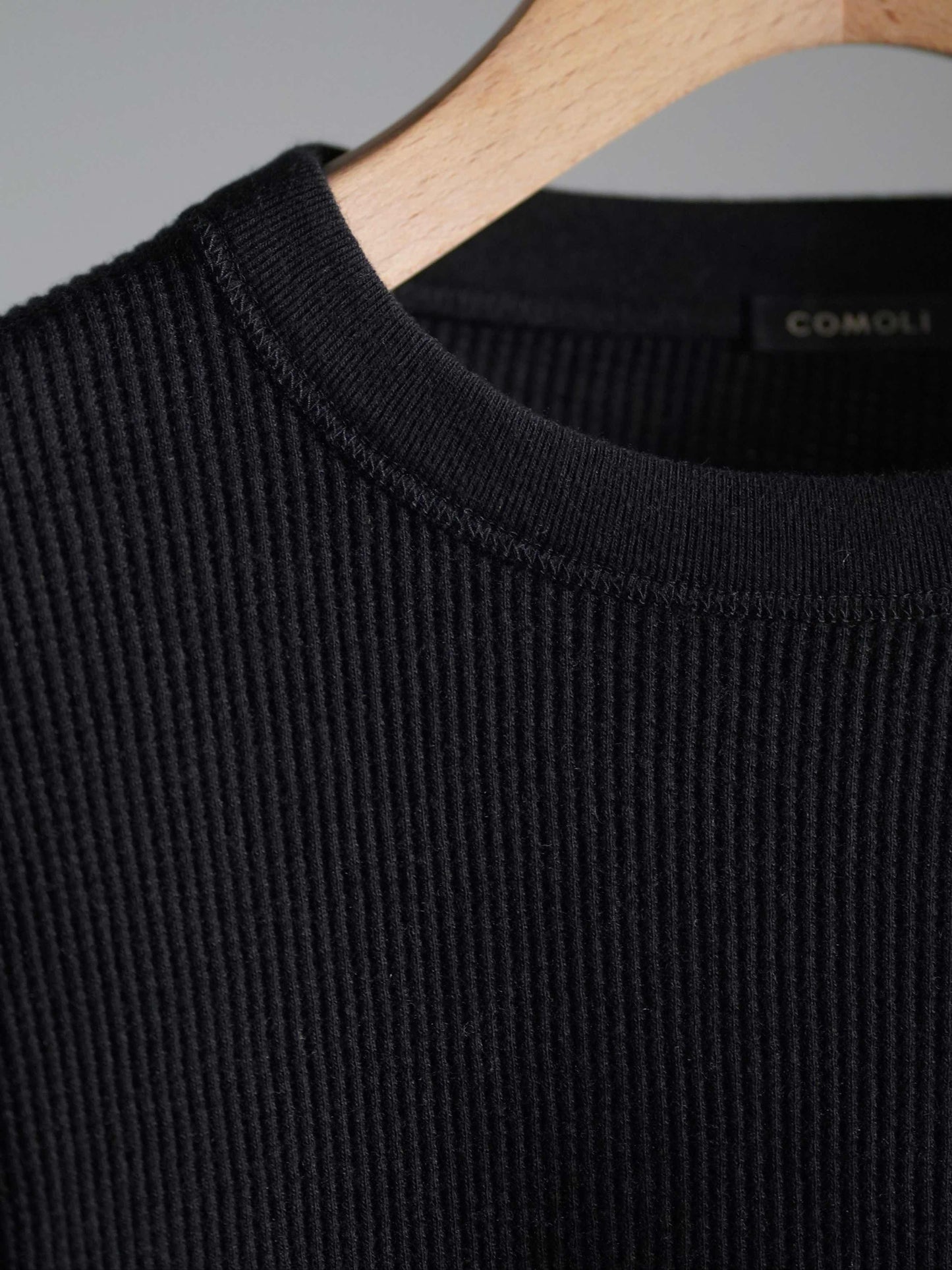 コットンカシミヤ ワッフル長袖クルー