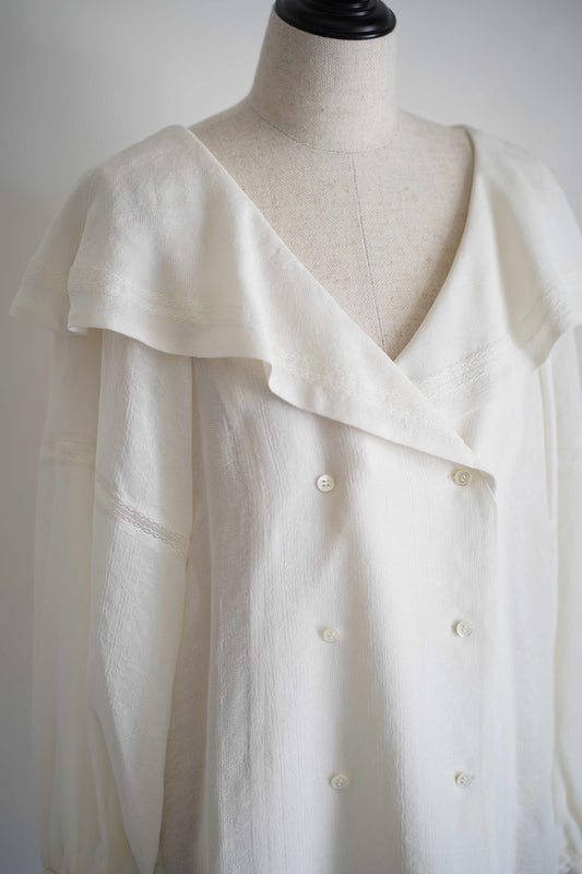 LACE JACQUARD SAILOR COLLAR BLOUSE
