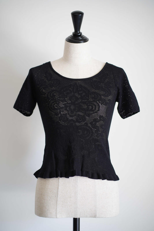 DAMASK LACE SCOOP-NECK TOP