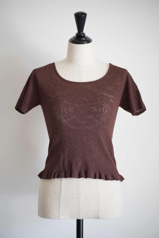 DAMASK LACE SCOOP-NECK TOP