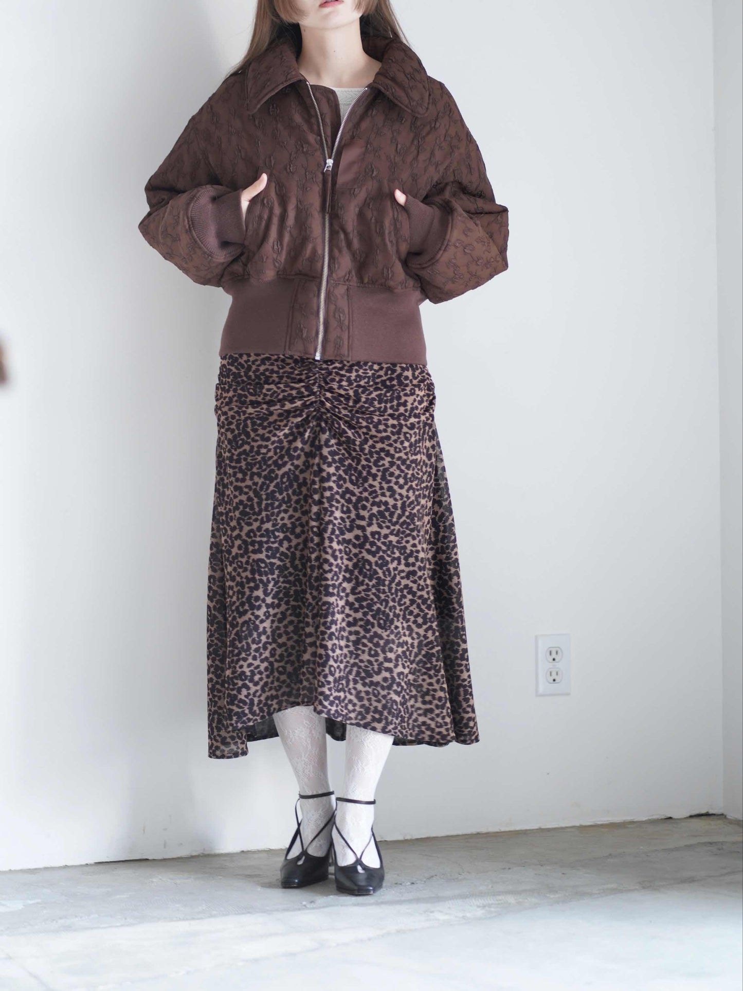 Floral jacquard bomber jacket