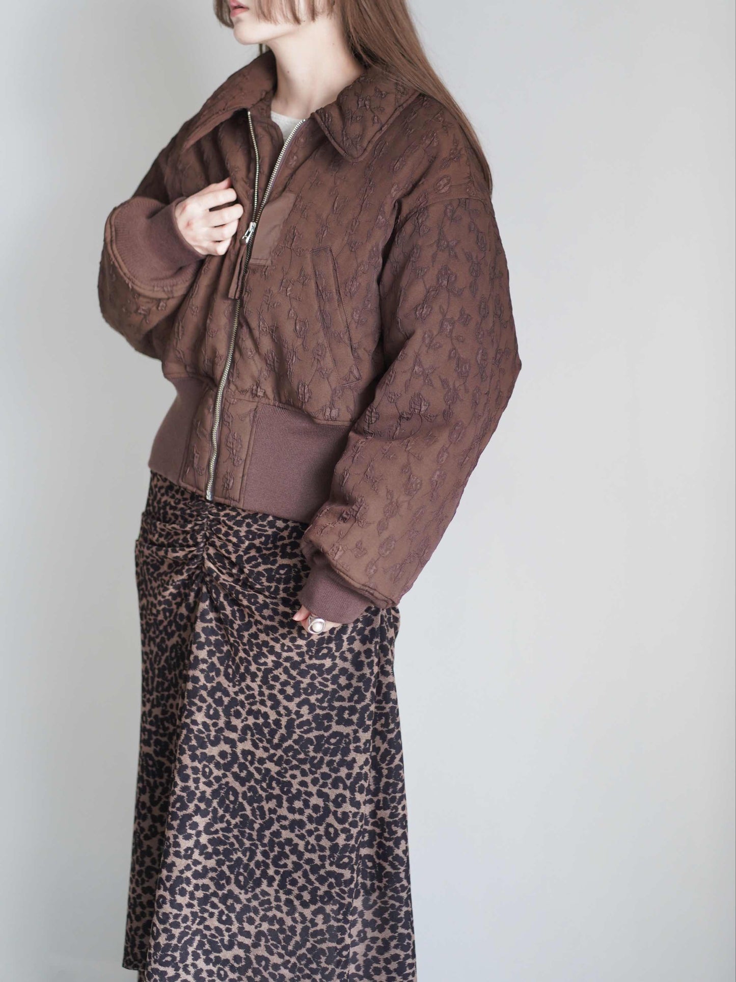 Floral jacquard bomber jacket