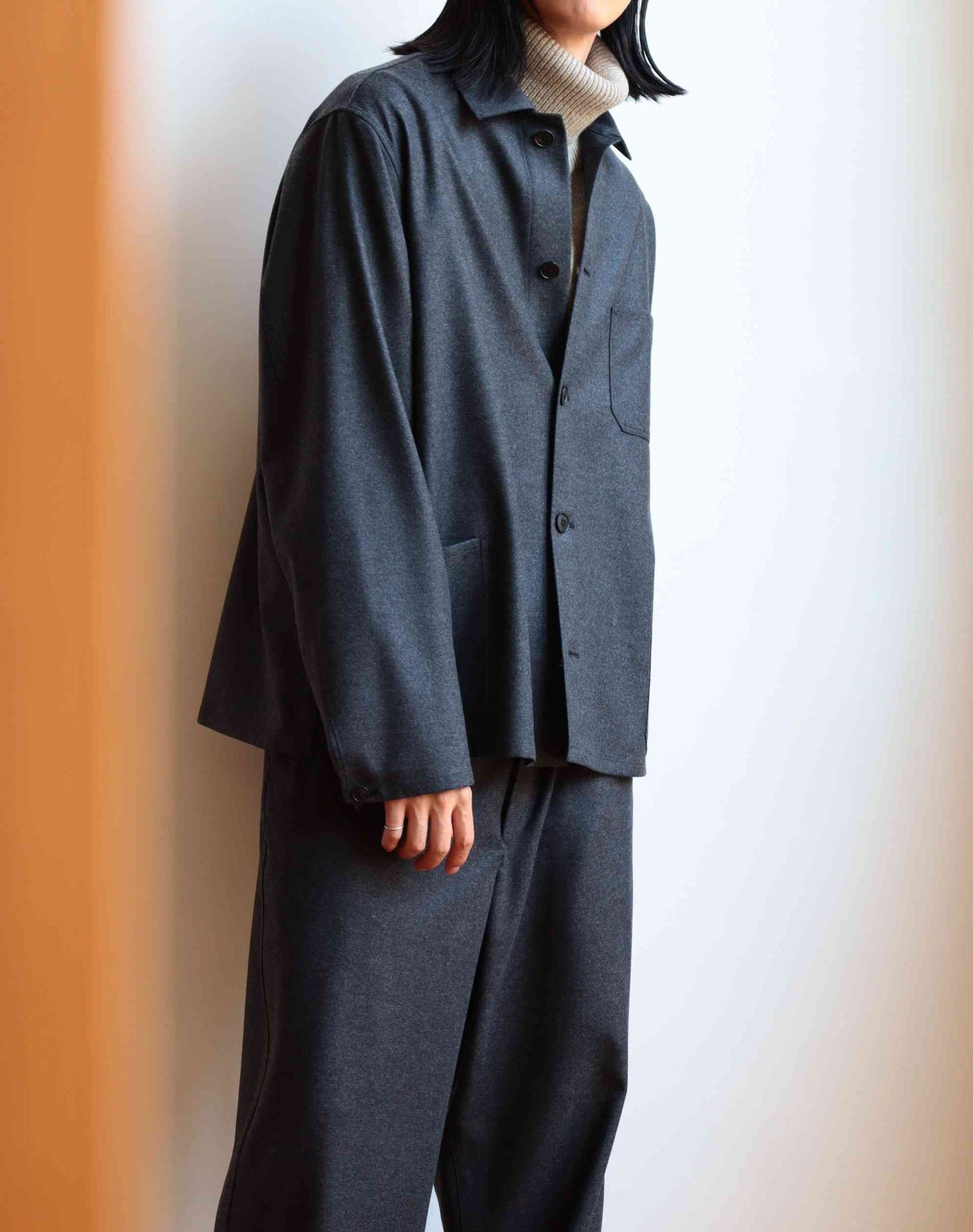 COAT084 Even Gray Flannel Blouson