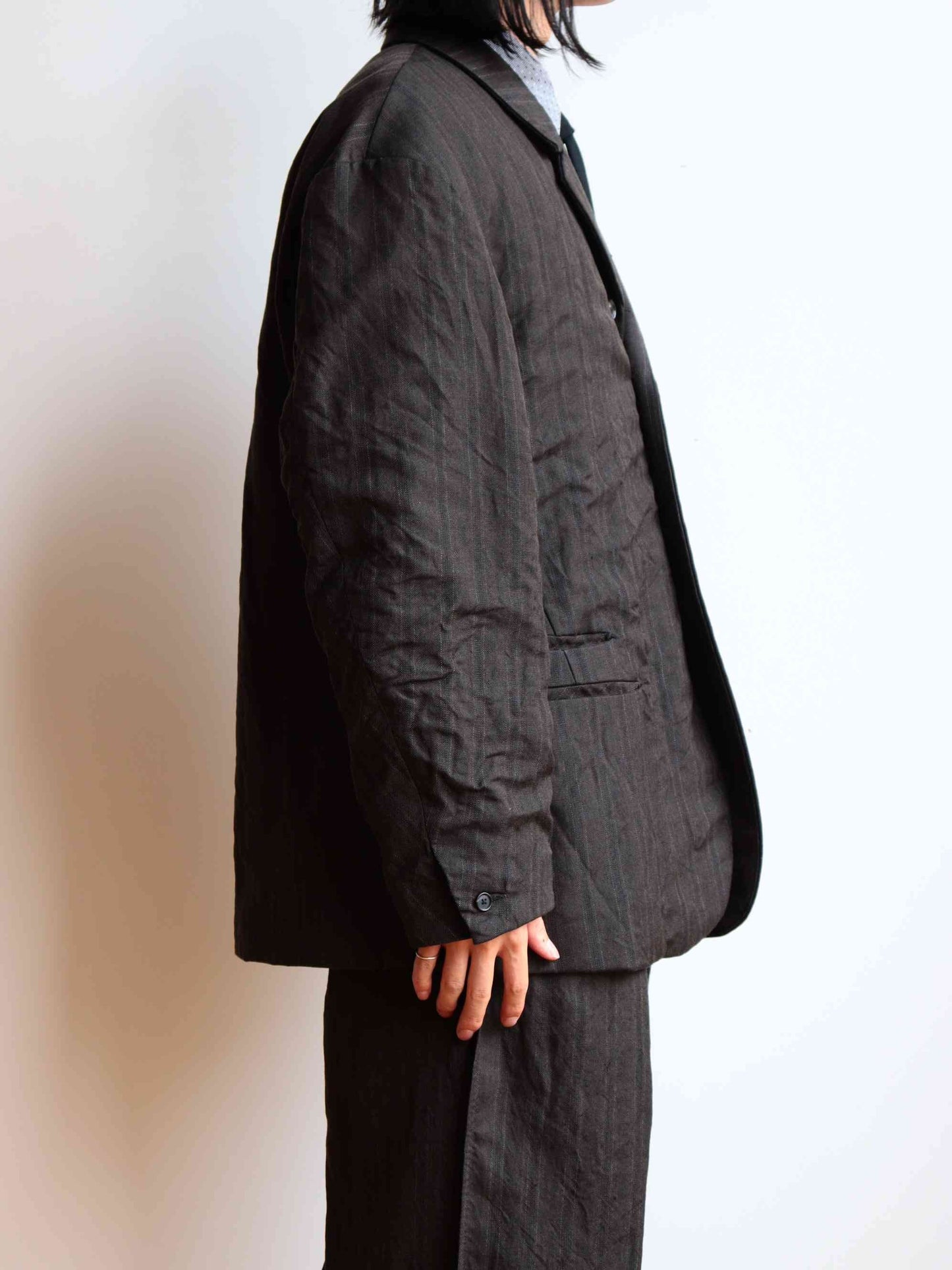 S.SLASH / ウールリネンストライプ アーミッシュジャケット