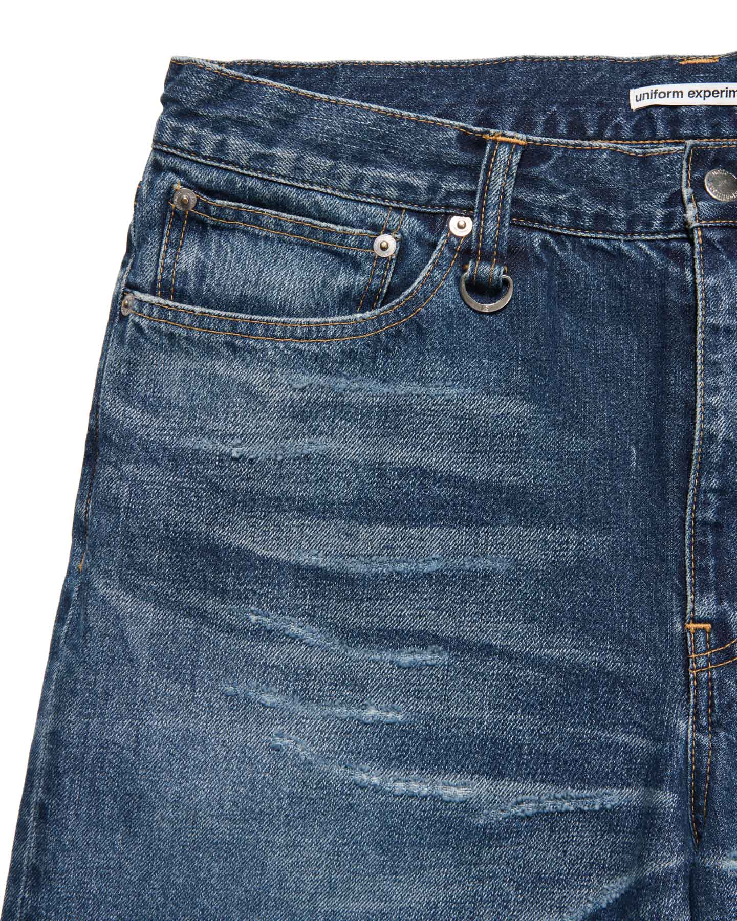 DAMAGED HEM TUCK WIDE STRAIGHT JEANS